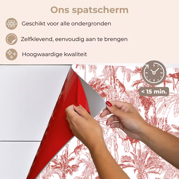 Spatscherm keuken - Aap - Oerwoud - Rood — 3