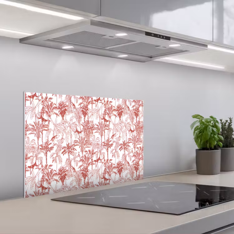 Spatscherm keuken - Aap - Oerwoud - Rood — 4