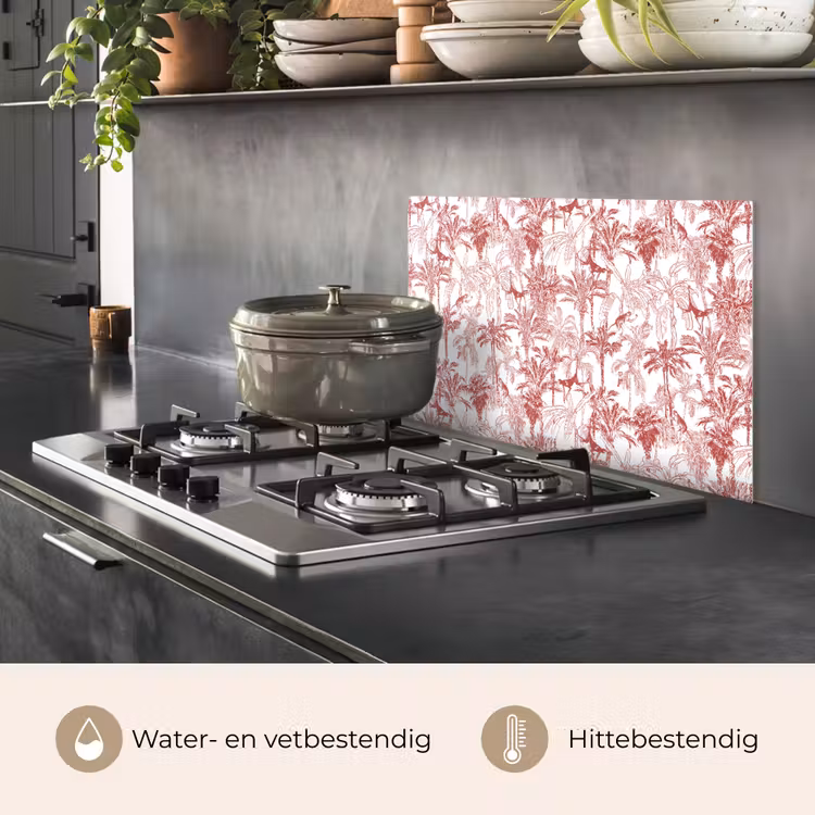 Spatscherm keuken - Aap - Oerwoud - Rood — 6