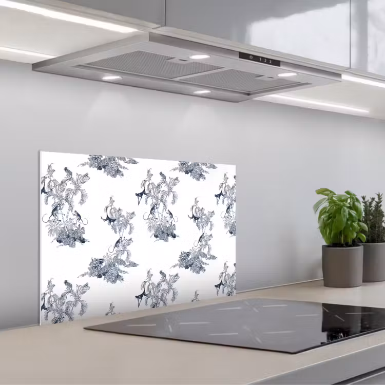 Spatscherm keuken - Aap - Palmboom - Blauw — 4