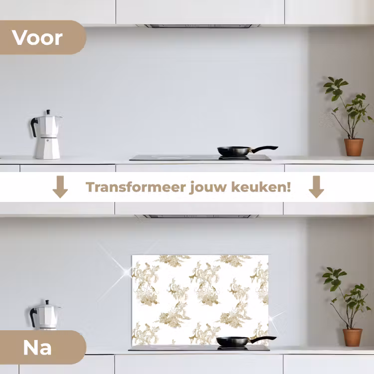 Spatscherm keuken - Wit - Apen - Beige — 2