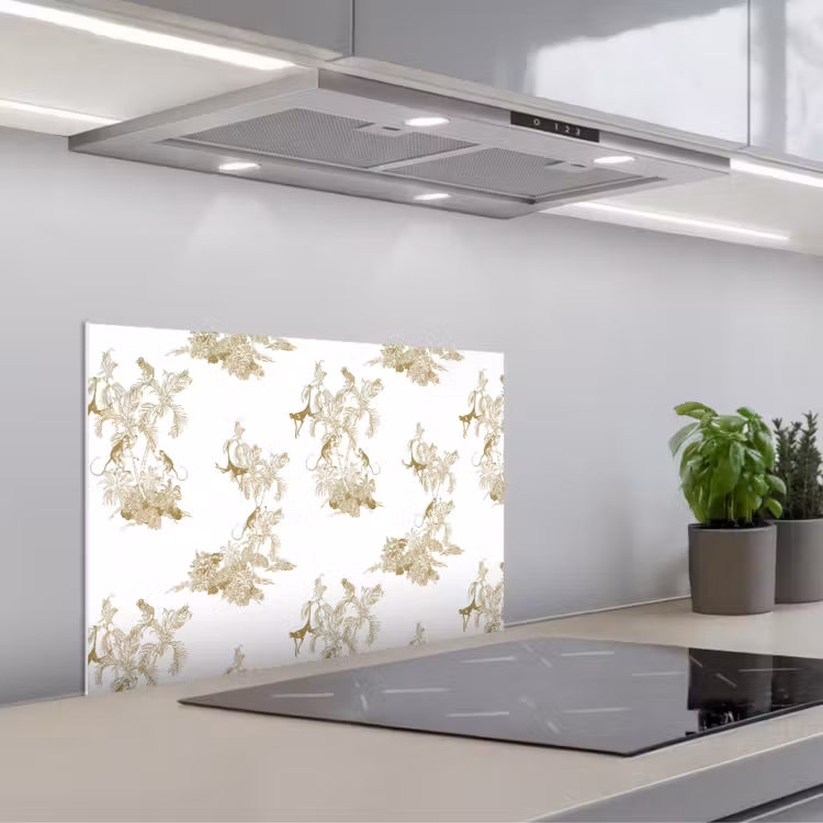 Spatscherm keuken - Wit - Apen - Beige — 4