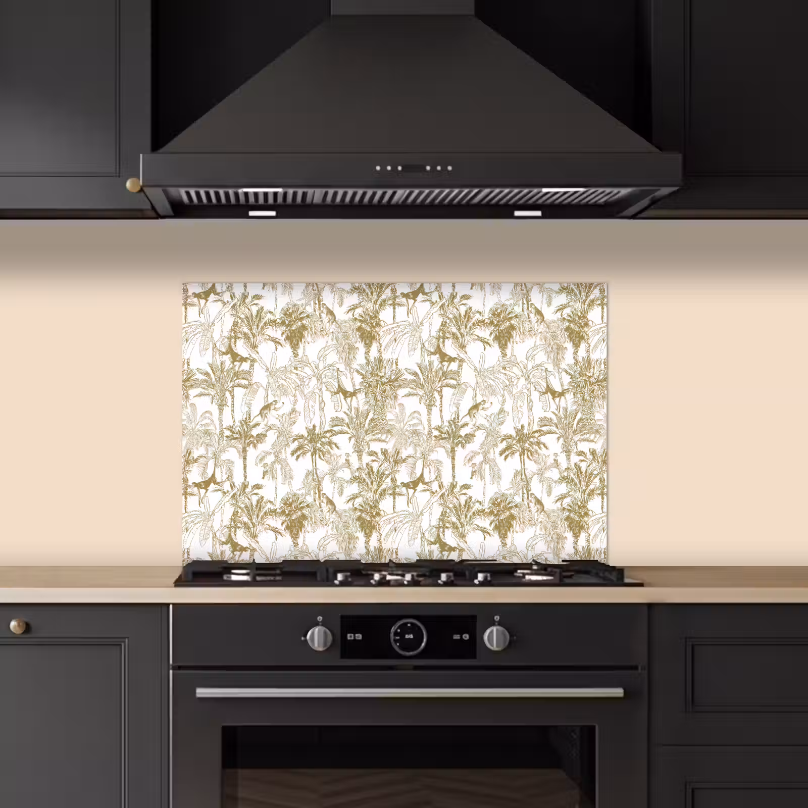 Spatscherm keuken - Apen - Jungle - Abstract - Beige — 1