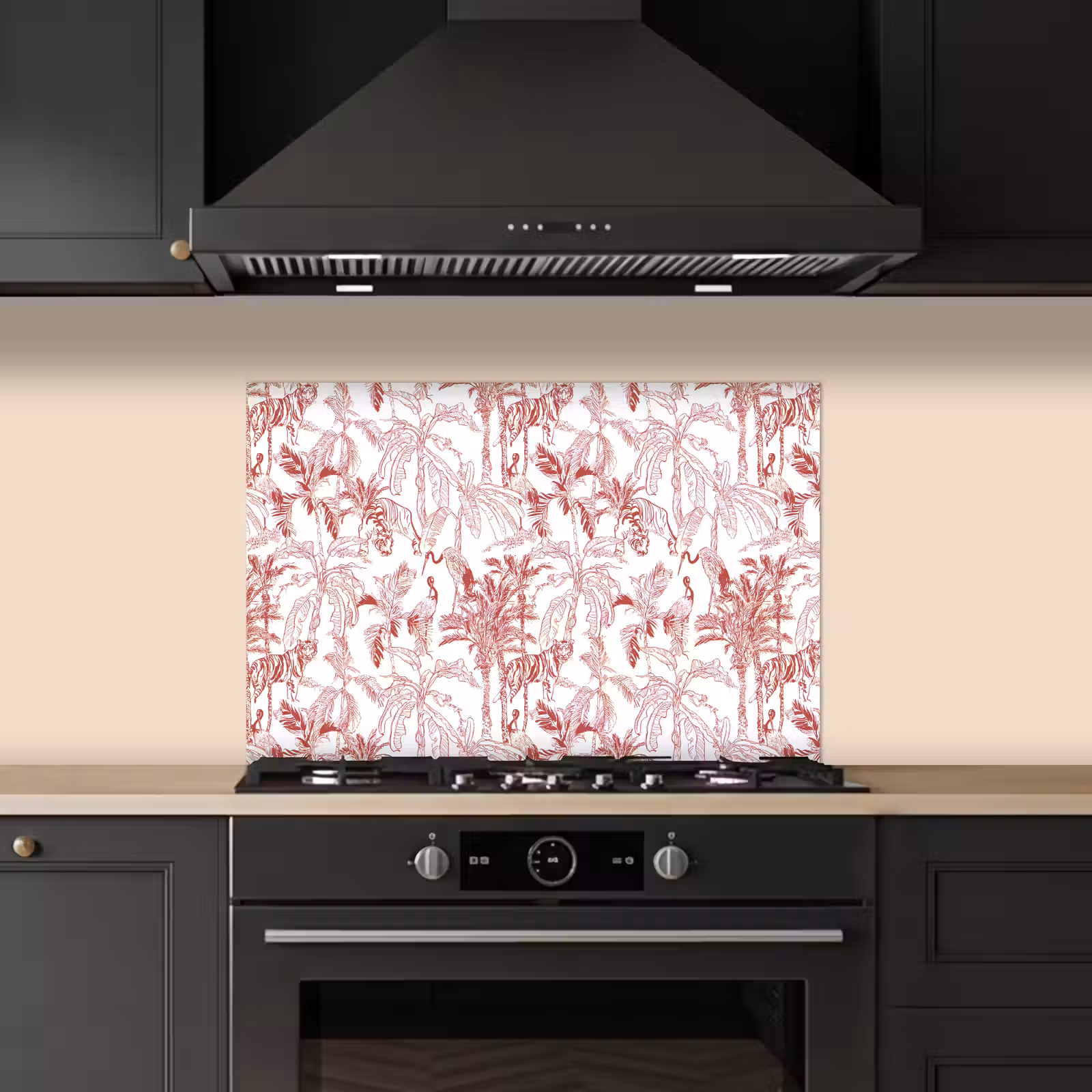Spatscherm keuken - Dieren - Abstract - Rood — 1
