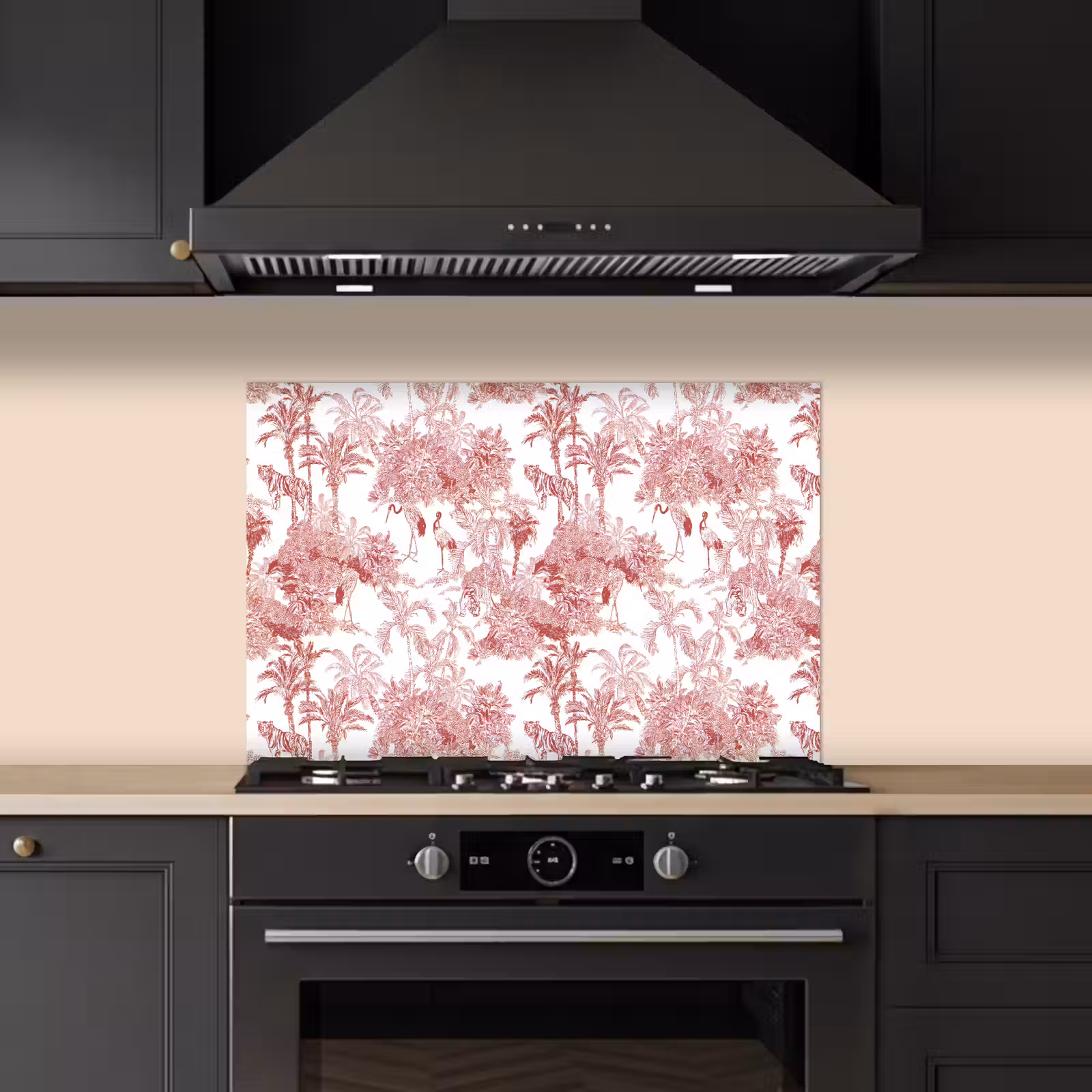 Spatscherm keuken - Tijger - Jungle - Natuur - Rood — 1