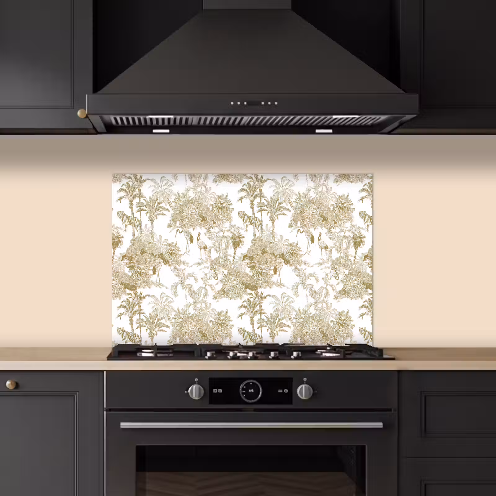 Spatscherm keuken - Tijger - Jungle - Vogel - Beige — 1