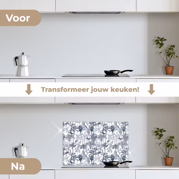 Spatscherm keuken - Aap - Jungle - Blauw — 2