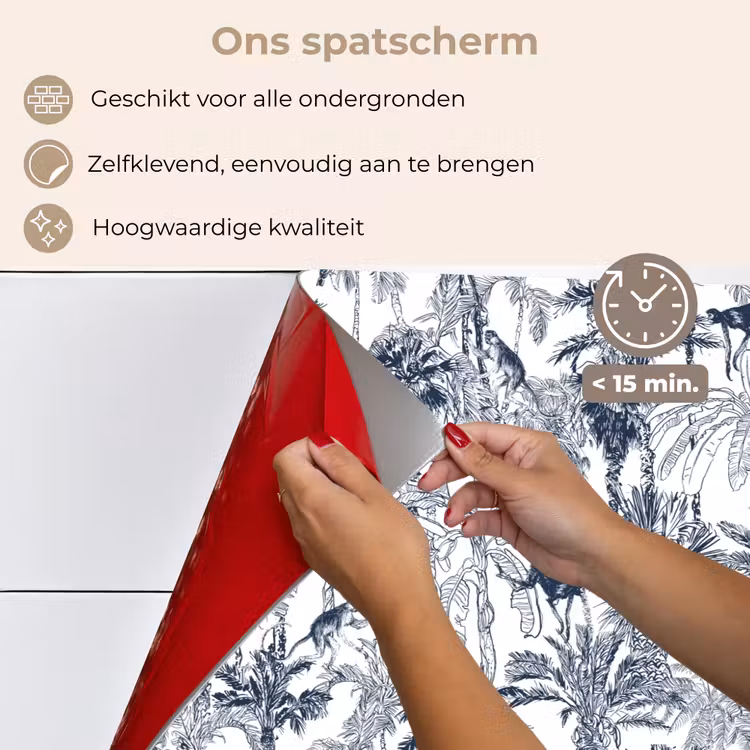 Spatscherm keuken - Aap - Jungle - Blauw — 3