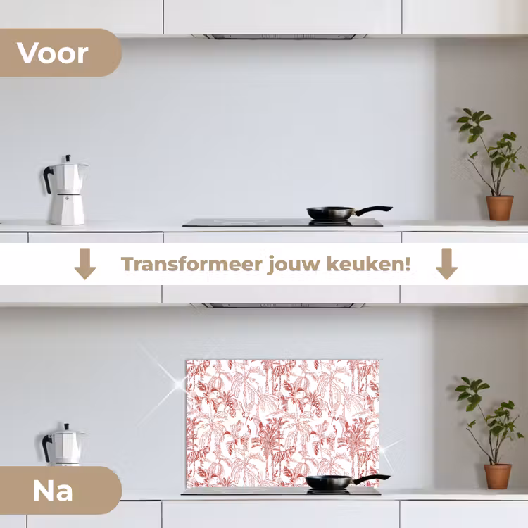 Spatscherm keuken - Dieren - Abstract - Rood — 2