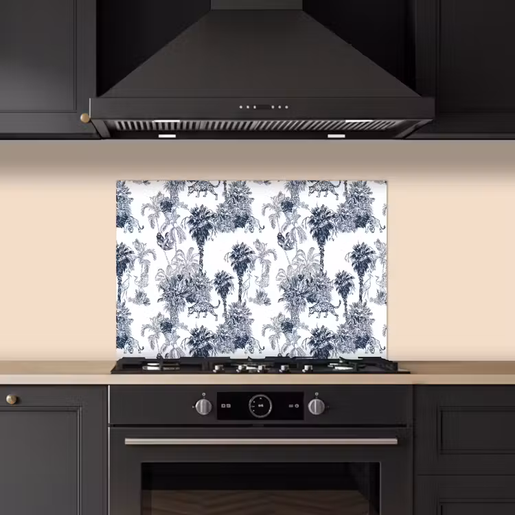 Spatscherm keuken - Jungle - Beplanting - Blauw — 1
