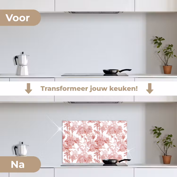 Spatscherm keuken - Tijger - Jungle - Natuur - Rood — 2