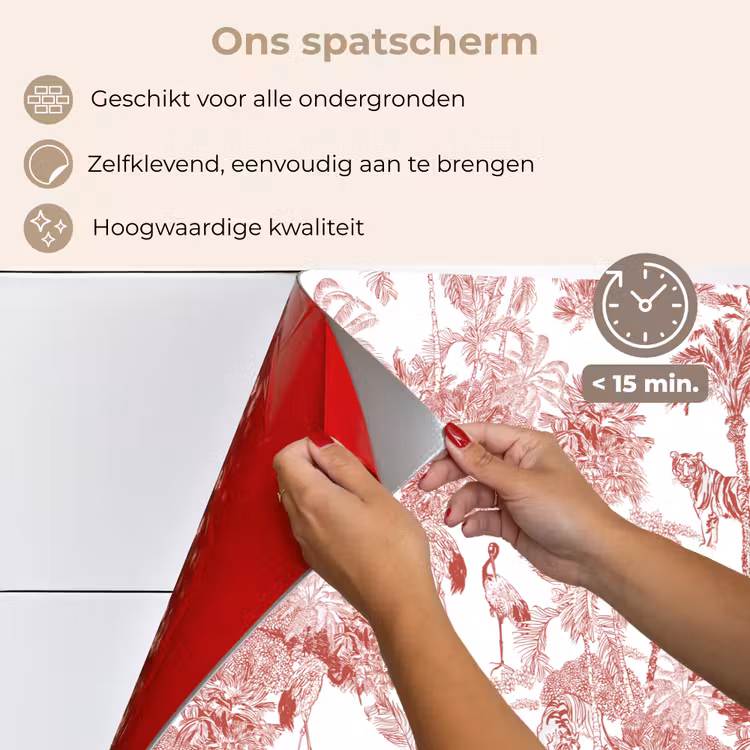 Spatscherm keuken - Tijger - Jungle - Natuur - Rood — 3