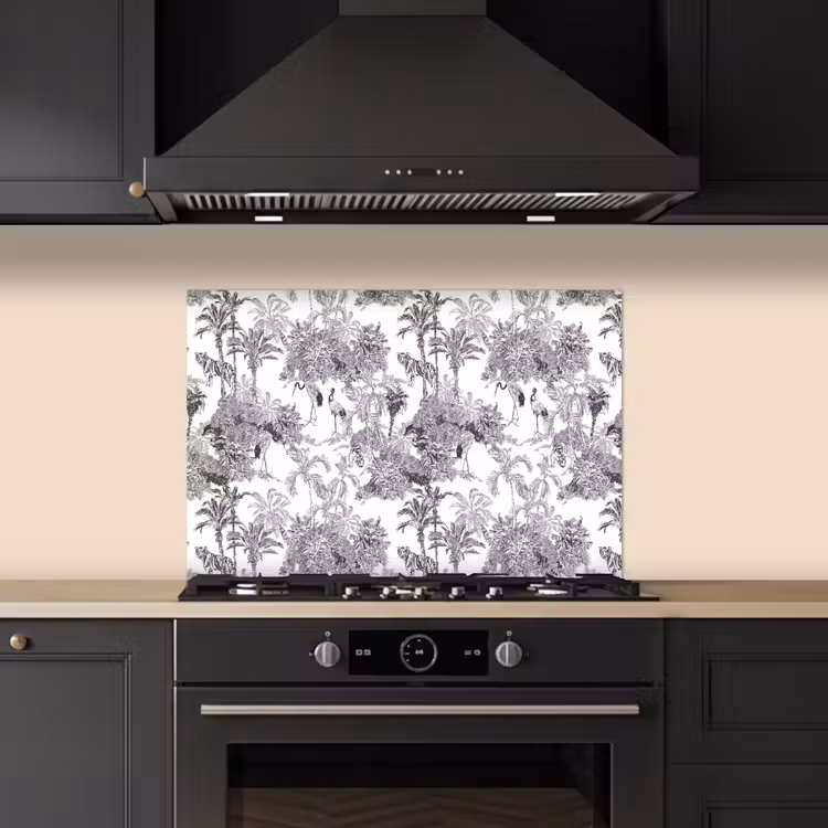 Spatscherm keuken - Tijger - Jungle - Patroon - Grijs — 1