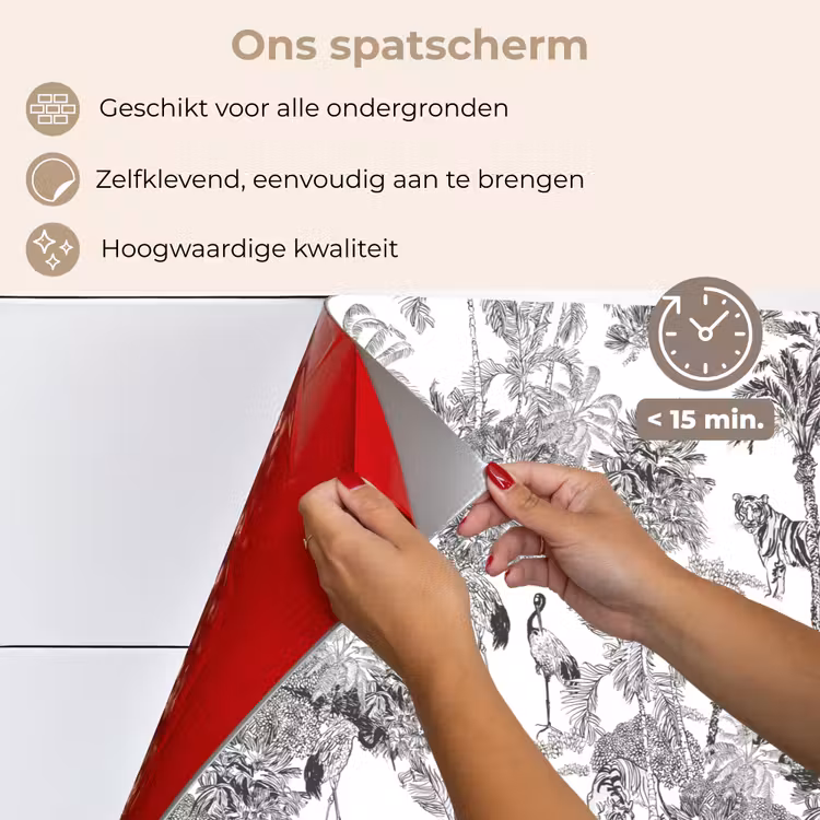 Spatscherm keuken - Tijger - Jungle - Patroon - Grijs — 3