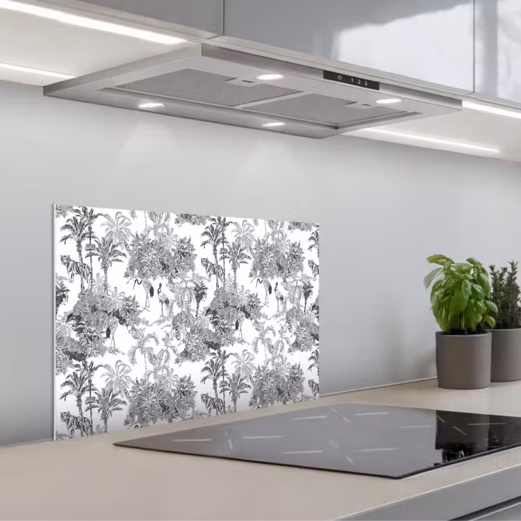 Spatscherm keuken - Tijger - Jungle - Patroon - Grijs — 4