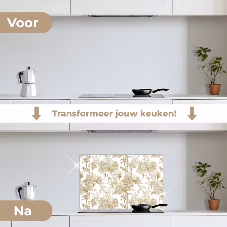Spatscherm keuken - Tijger - Jungle - Vogel - Beige — 2