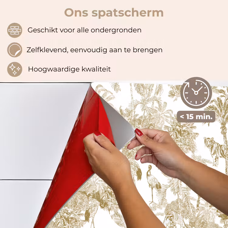 Spatscherm keuken - Tijger - Jungle - Vogel - Beige — 3