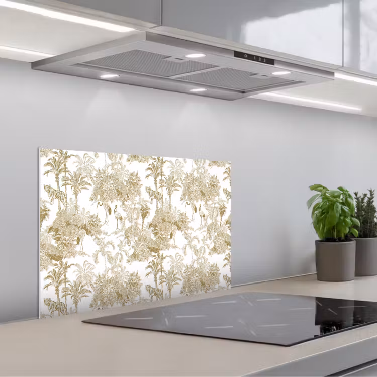 Spatscherm keuken - Tijger - Jungle - Vogel - Beige — 4