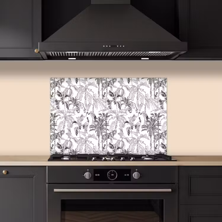 Spatscherm keuken - Tijger - Oerwoud - Grijs — 1