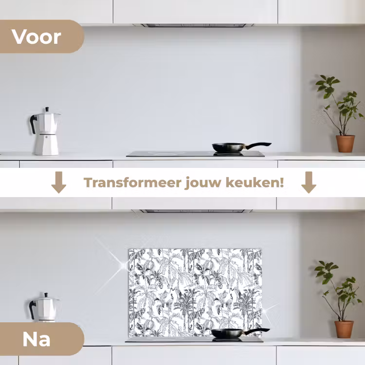 Spatscherm keuken - Tijger - Oerwoud - Grijs — 2
