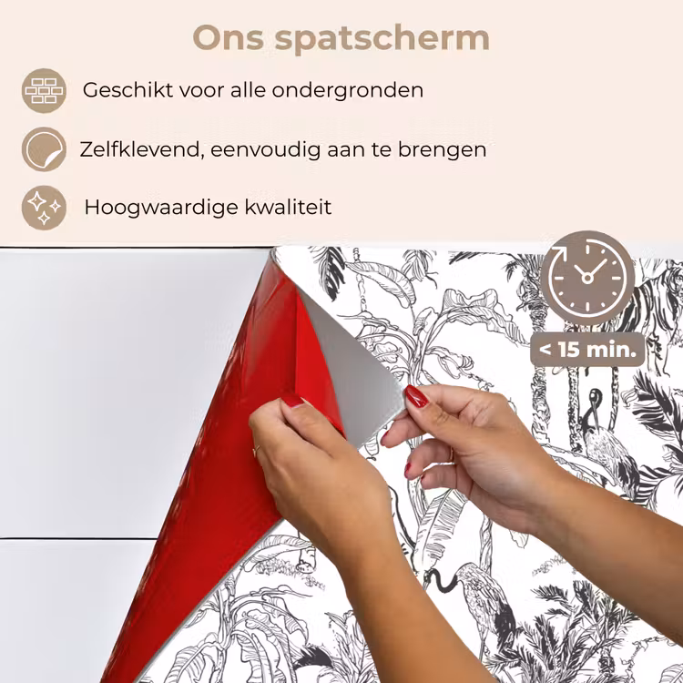 Spatscherm keuken - Tijger - Oerwoud - Grijs — 3