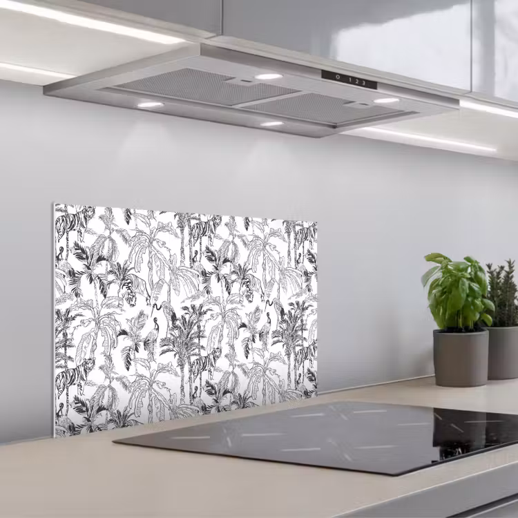 Spatscherm keuken - Tijger - Oerwoud - Grijs — 4