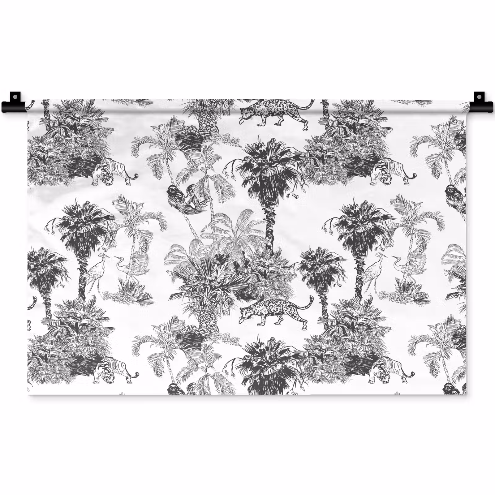 Wandkleed - Jungle - Dieren - Grijs — 1