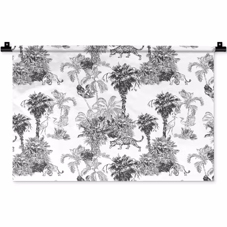 Wandkleed - Jungle - Dieren - Grijs — 1