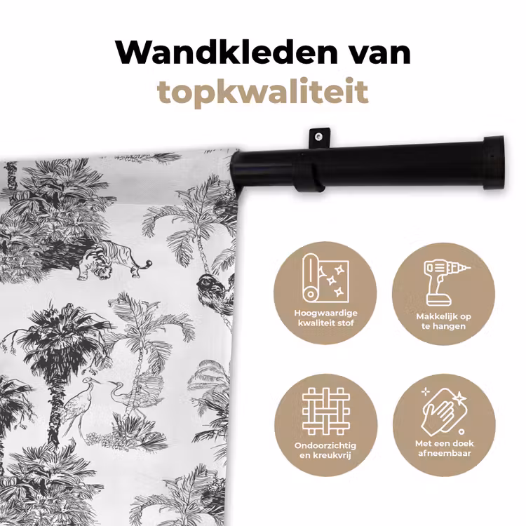 Wandkleed - Jungle - Dieren - Grijs — 3
