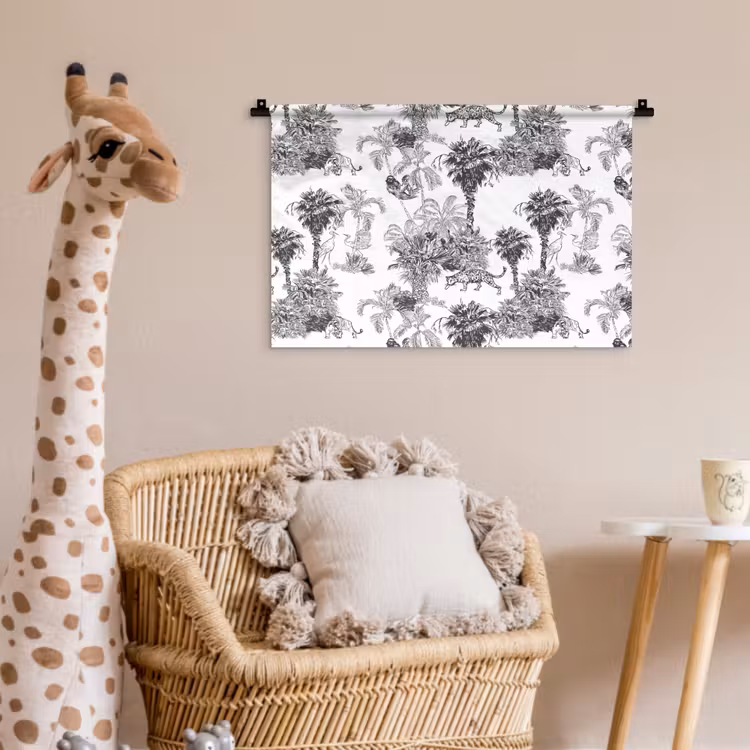 Wandkleed - Jungle - Dieren - Grijs — 5