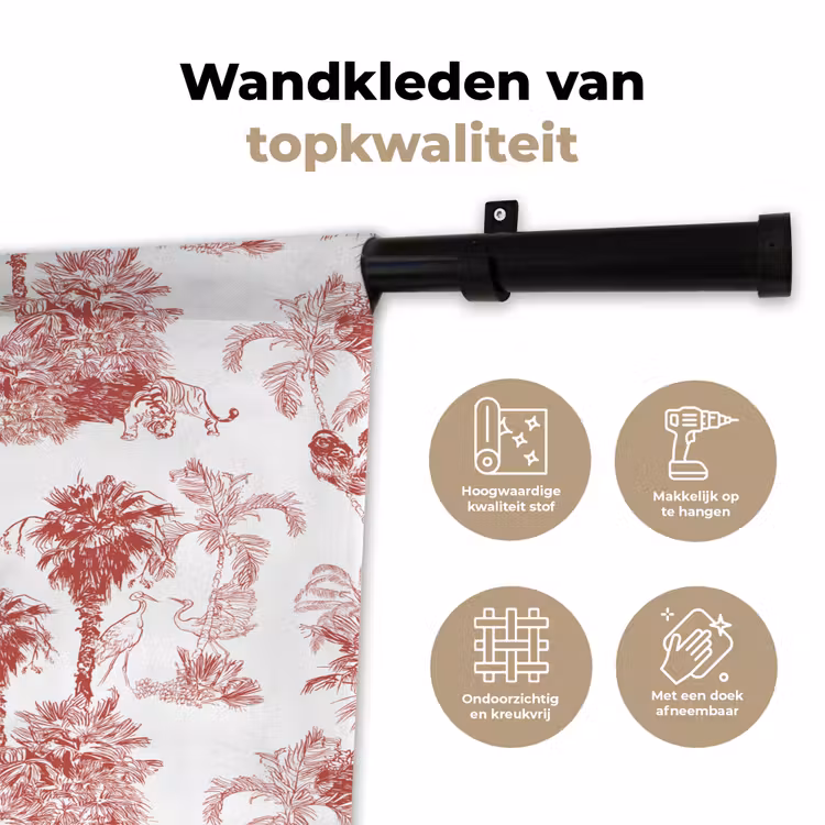 Wandkleed - Jungle - Natuur - Rood — 3