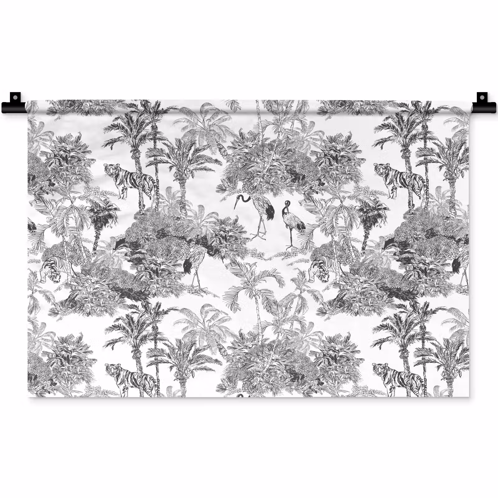 Wandkleed - Tijger - Jungle - Patroon - Grijs — 1