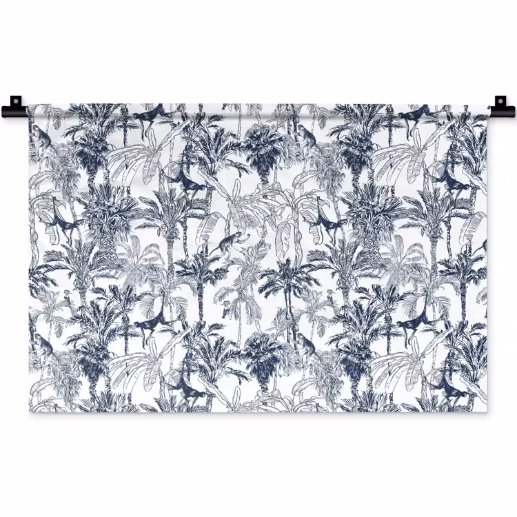 Wandkleed - Aap - Jungle - Blauw — 1