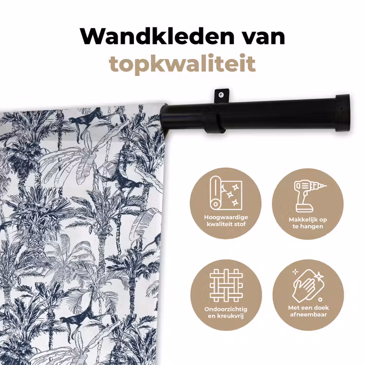 Wandkleed - Aap - Jungle - Blauw — 3