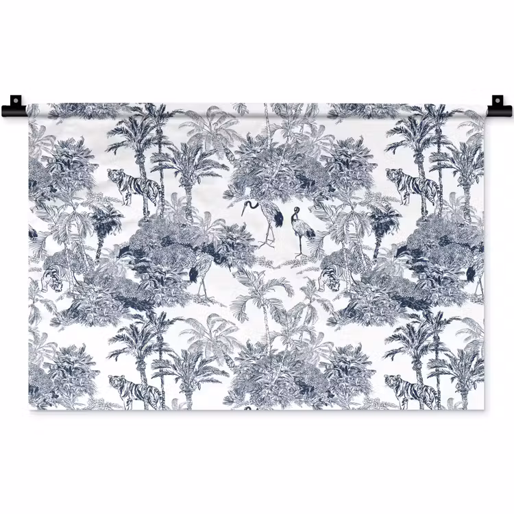Wandkleed - Palmbomen - Jungle - Abstract - Blauw — 1