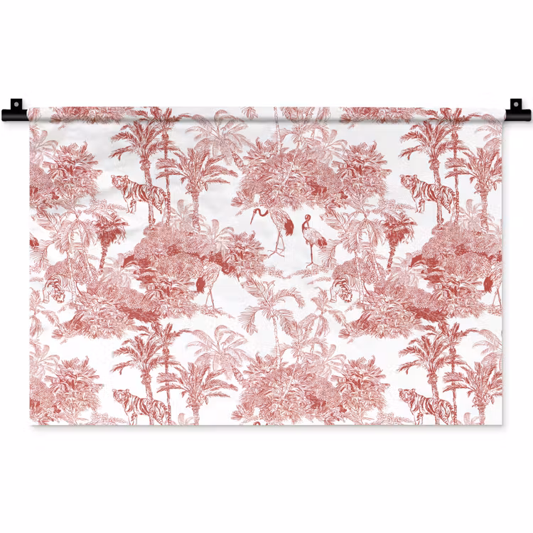 Wandkleed - Tijger - Jungle - Natuur - Rood — 1
