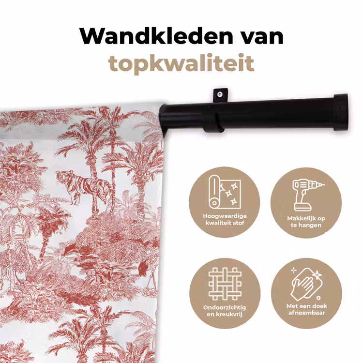 Wandkleed - Tijger - Jungle - Natuur - Rood — 3