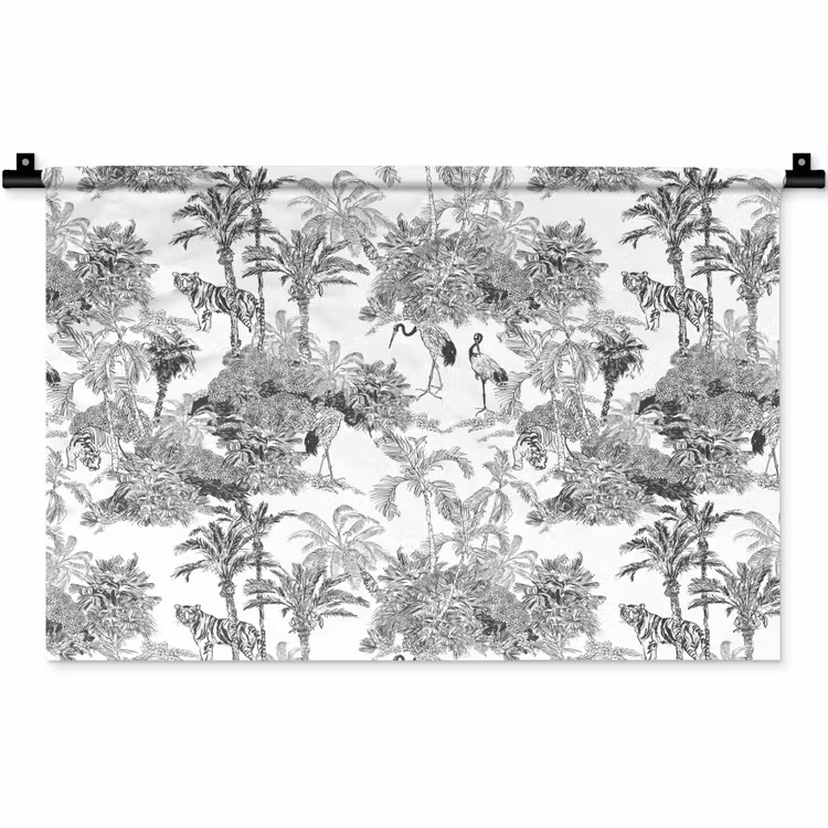 Wandkleed - Tijger - Jungle - Patroon - Grijs — 1