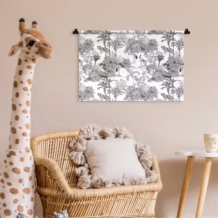 Wandkleed - Tijger - Jungle - Patroon - Grijs — 5