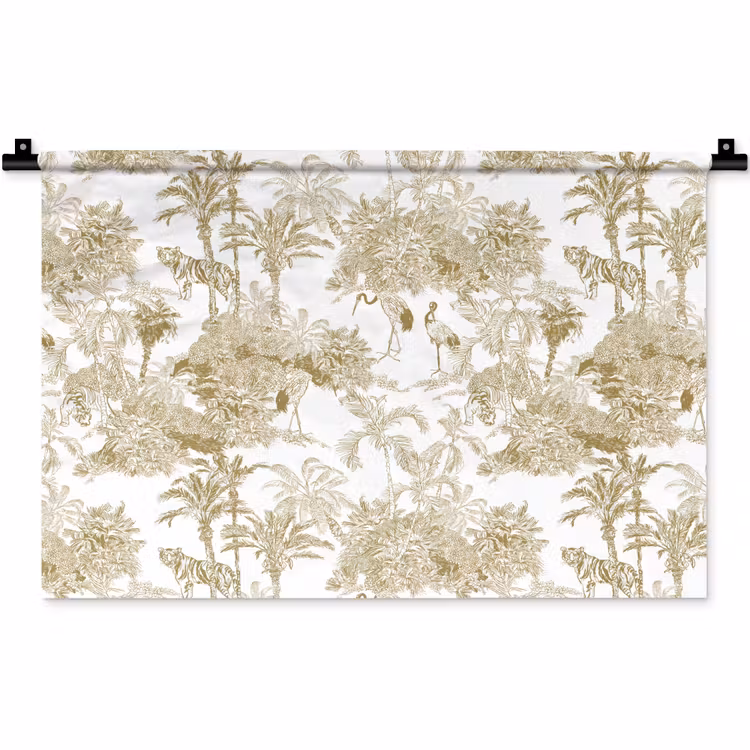 Wandkleed - Tijger - Jungle - Vogel - Beige — 1