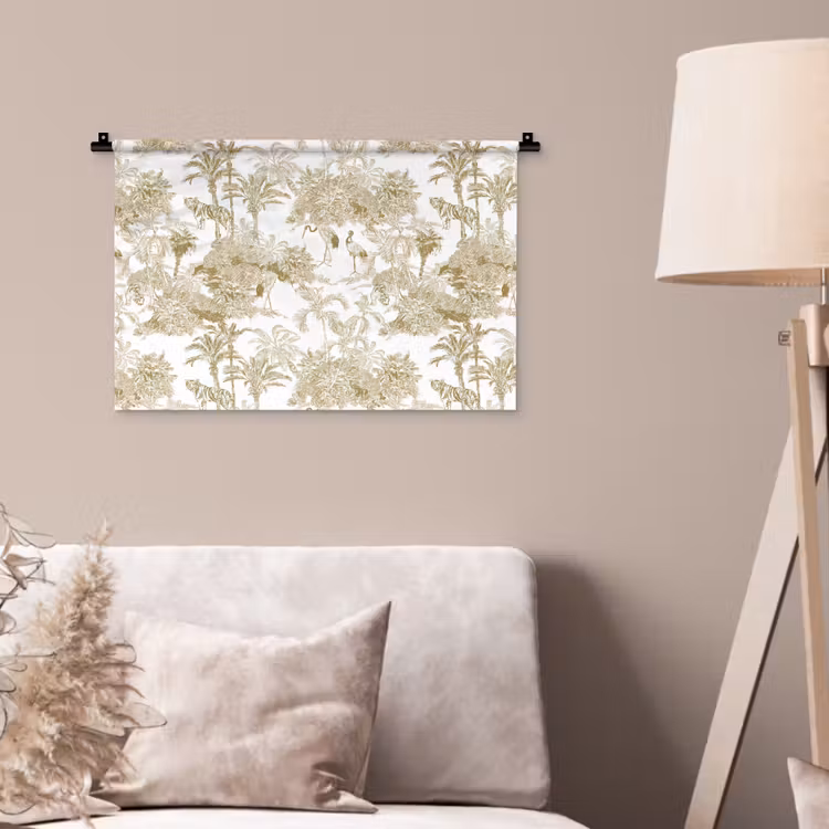 Wandkleed - Tijger - Jungle - Vogel - Beige — 2