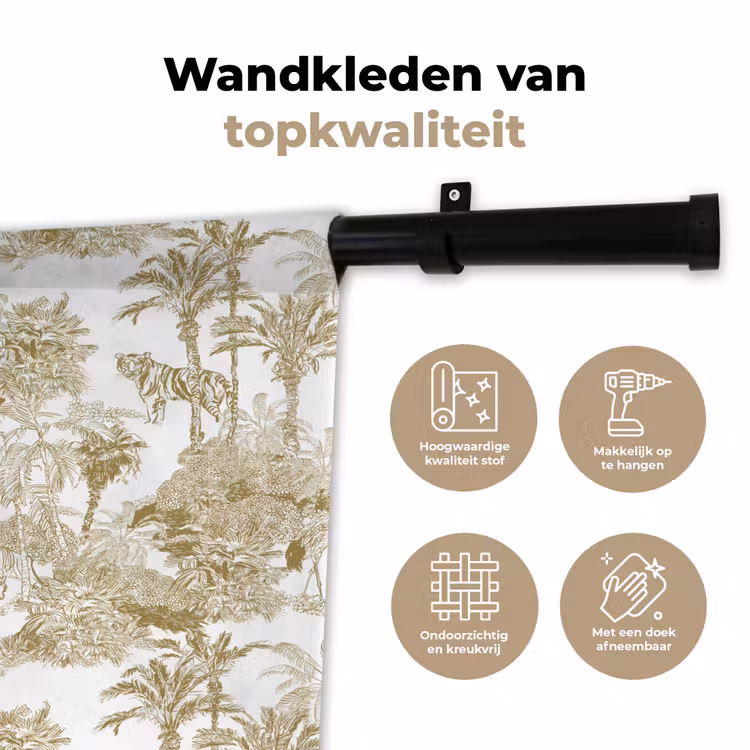 Wandkleed - Tijger - Jungle - Vogel - Beige — 3