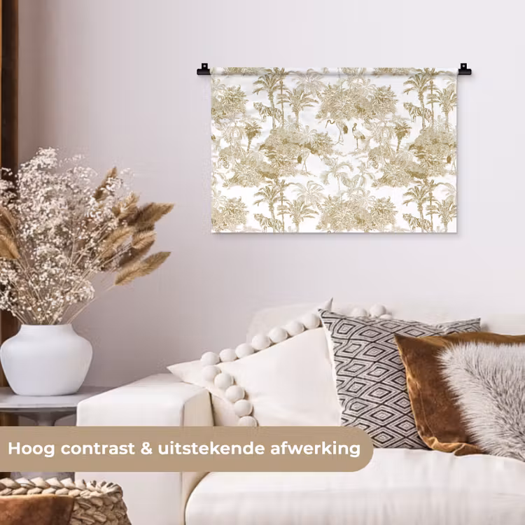 Wandkleed - Tijger - Jungle - Vogel - Beige — 4
