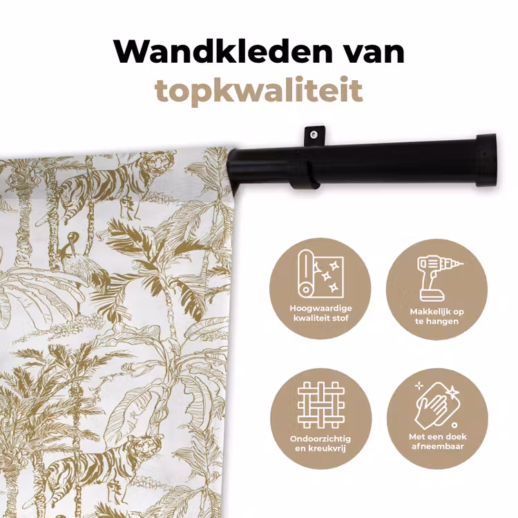 Wandkleed - Tijger - Oerwoud - Beige — 3