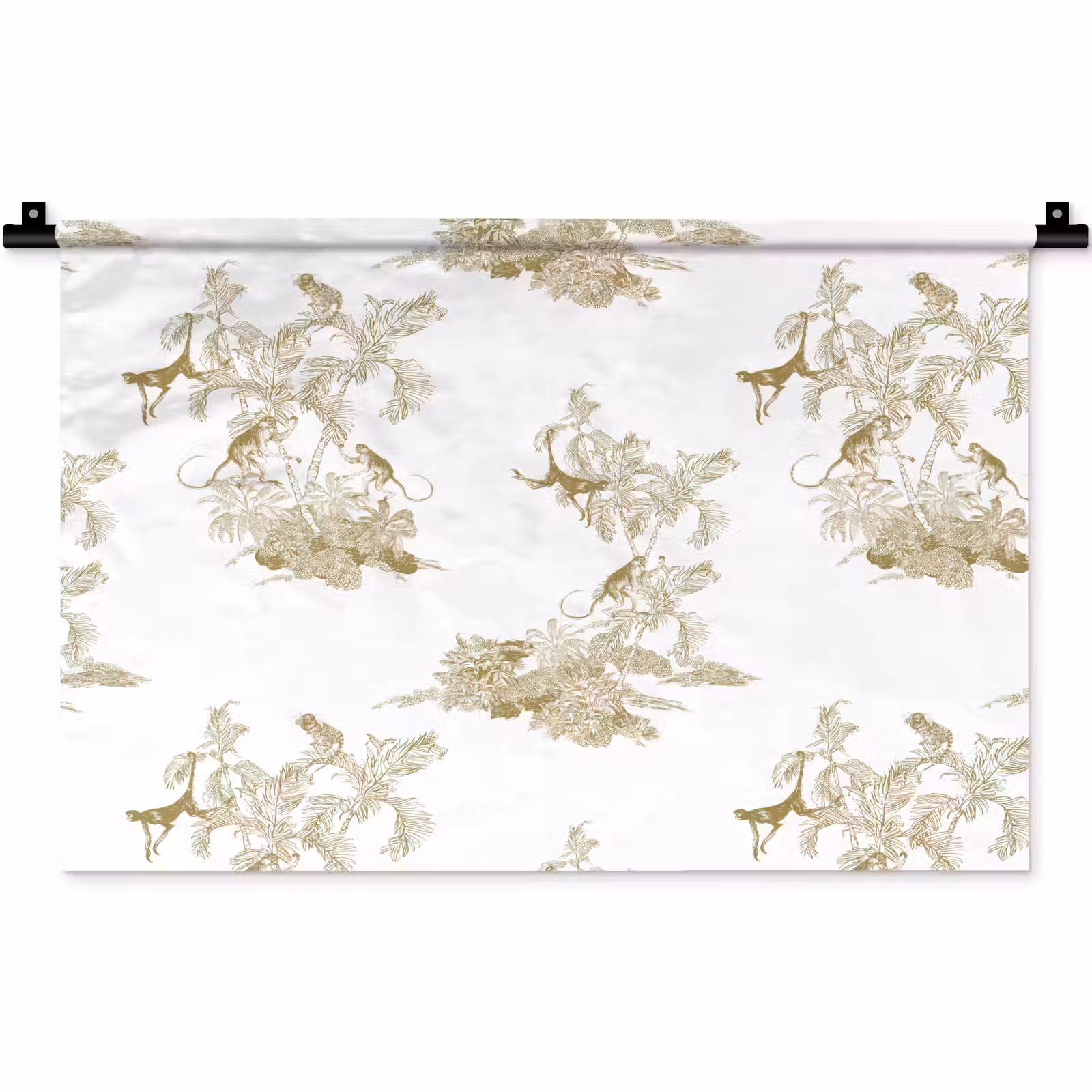 Wandkleed - Wit - Apen - Beige — 1