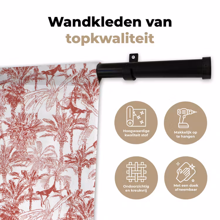 Wandkleed - Aap - Oerwoud - Rood — 3