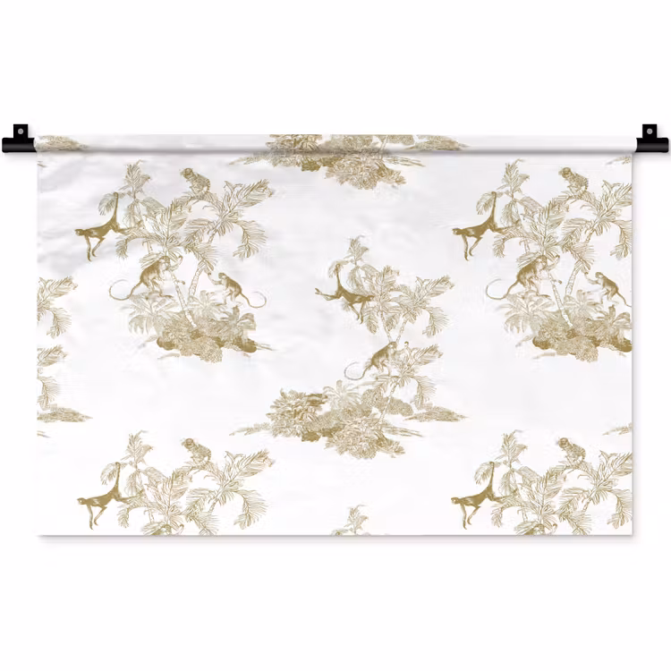 Wandkleed - Wit - Apen - Beige — 1