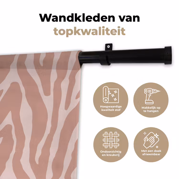 Wandkleed - Lichtroze - Zebra - Patroon - Donkerroze — 3