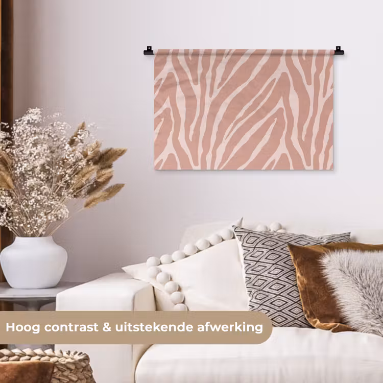 Wandkleed - Lichtroze - Zebra - Patroon - Donkerroze — 4