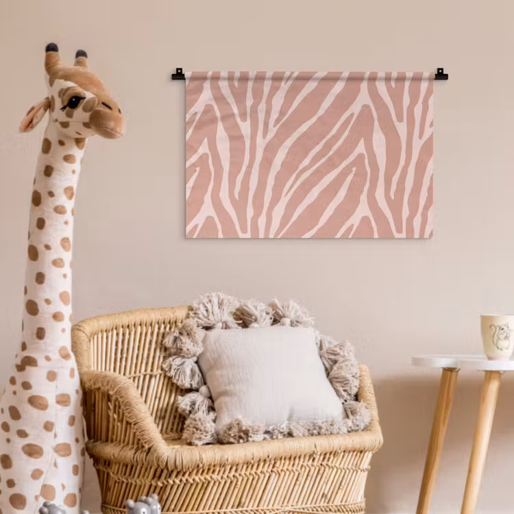 Wandkleed - Lichtroze - Zebra - Patroon - Donkerroze — 5